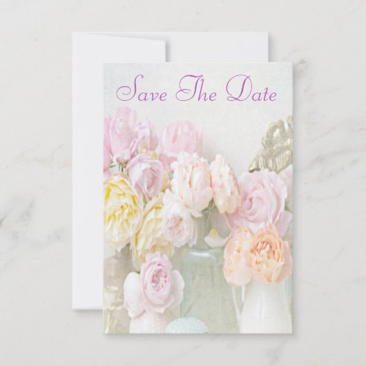 Invitation Roses Romantiques en Pots "Save The Date" (Devant)