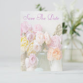 Invitation Roses Romantiques en Pots "Save The Date" (Debout devant)