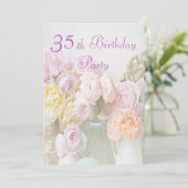 Invitation Roses romantiques en trente-cinquième fête (Debout devant)