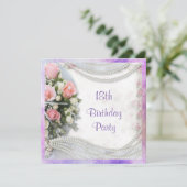 Invitation Roses romantiques et perles 18e anniversaire (Debout devant)