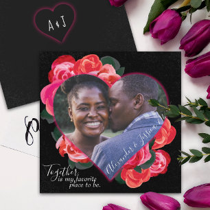 Invitation Roses romantiques noirs et rouges Photo Saint Vale