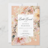 Invitation Roses romantiques roses et blush Peach Bridal Brun (Devant)