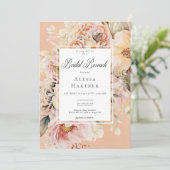 Invitation Roses romantiques roses et blush Peach Bridal Brun (Debout devant)