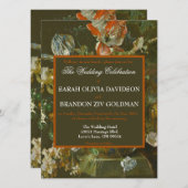 Invitation Roses Romantiques Sombres Antiques Tole Mariage (Devant / Derrière)