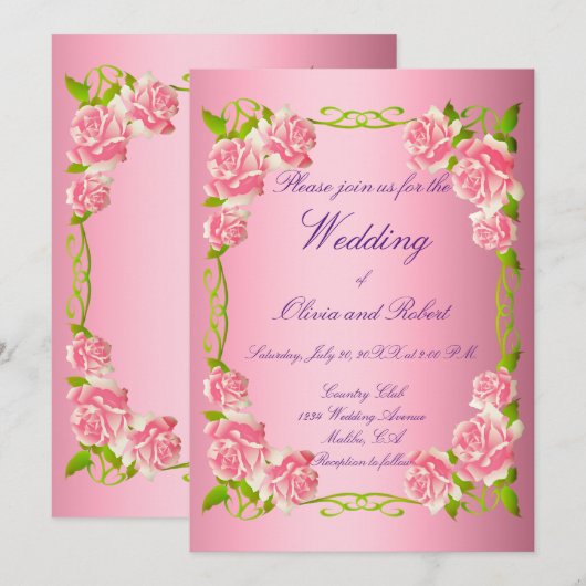 Invitation Roses romantiques vintages personnalisés (Devant / Derrière)