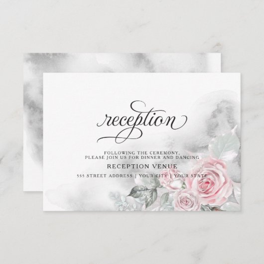 Invitation Roses rose chatoyantes BarefootBride™ (Devant / Derrière)
