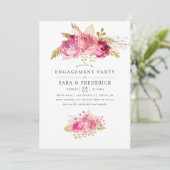 Invitation Roses rose et or Aquarelle (Debout devant)