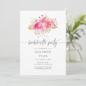 Invitation Roses rose et or Aquarelle Bachelorette (Debout devant)