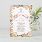 Invitation Roses rose | Herbes séchées Flora Girl Baptism (Debout devant)