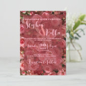 Invitation Roses rose Mariage Été Floral Élégant (Debout devant)