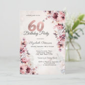 Invitation Roses rose pâle 60e anniversaire (Debout devant)