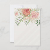 Invitation Roses rose pâle brousse aquarelle art (Dos)