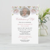 Invitation Roses rose pâle Fête de la vie (Debout devant)