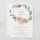 Invitation Roses rose pâle Fête des mariées florale (Devant)
