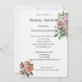 Invitation Roses rose pâle Fête des mariées florale (Devant)