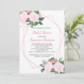 Invitation Roses rose pâle Verdure Fête des mariées géométriq (Debout devant)