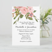 Invitation Roses rose pâle Verdure Floral Mariage chrétien (Debout devant)