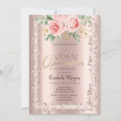 Invitation Roses, Rose Parties scintillant or cadre Couronne (Devant)