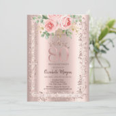 Invitation Roses, Rose Parties scintillant or cadre Couronne (Debout devant)