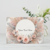 Invitation Roses rose pastel et détails dentelle délicats (Debout devant)