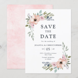 Invitation Roses rose poussiéreux Floral midsummer Enregistre