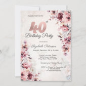 Invitation Roses rose saumon 40e anniversaire (Devant)