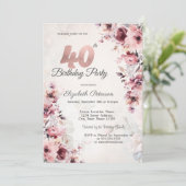 Invitation Roses rose saumon 40e anniversaire (Debout devant)