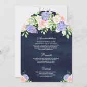 Invitation Roses Rose Saumon Hydrangea Violette Mariage Bleu (Dos)