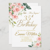 Invitation Roses rose vif 35e anniversaire (Devant / Derrière)