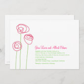 Invitation Roses roses Abstraites (Devant / Derrière)