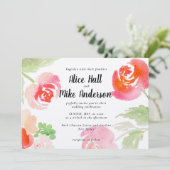 Invitation Roses roses aquarelle (Debout devant)