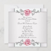 Invitation Roses roses argent 25e anniversaire de mariage (Dos)