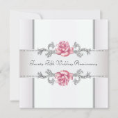 Invitation Roses roses argent 25e anniversaire de mariage (Devant)