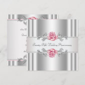 Invitation Roses roses argent 25e anniversaire de mariage (Devant / Derrière)