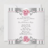 Invitation Roses roses argent 25e anniversaire de mariage (Dos)