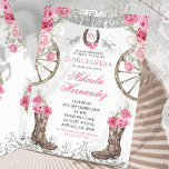 Invitation Roses Roses Argentées de l'Ouest Charra Quinceañer<br><div class="desc">Invitation Western Silver Pink Roses Charra Quinceañera</div>