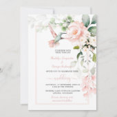 Invitation Roses roses blanches, colibri et verdure des arôme (Devant)