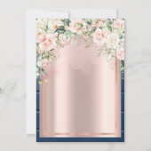 Invitation Roses roses, Bois Bleu Rose Or 40e anniversaire (Dos)