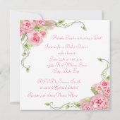 Invitation Roses roses Clothesline bébé fille douche Invitati (Dos)