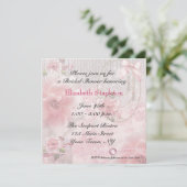 Invitation Roses roses, dentelle et perles (Debout devant)