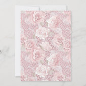 Invitation Roses roses, dentelle et perles roses Sauvez la da (Dos)