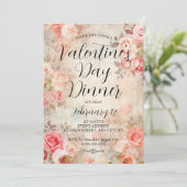 Invitation Roses roses Elégante Saint Valentin Dîner de fête (Debout devant)