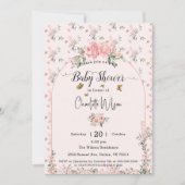 Invitation Roses roses élégantes avec Baby shower de papillon (Devant)