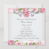 Invitation Roses roses élégantes Fête des mariées Rose (Dos)