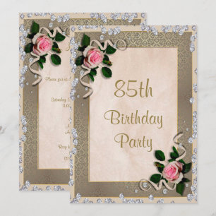 Invitation Roses roses encadrées 85e anniversaire