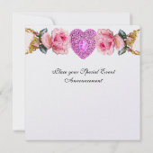 INVITATION ROSES ROSES ET CŒUR EN DENTELLE DE CUPIDON  MONOGR (Dos)