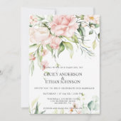 Invitation Roses roses et Eucalyptus Mariage de dos rose (Devant)