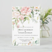 Invitation Roses roses et Eucalyptus Mariage de dos rose (Debout devant)