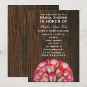 Invitation Roses roses et Fête de l'mariée rustique de Barnwo (Devant / Derrière)