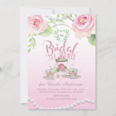 Invitation Roses roses et perles roses Elégante douche à thé  (Devant)